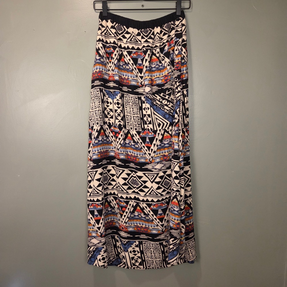 Angie Aztec Print Maxi Skirt Boho Festival Hippie, Women's Size M, Multi